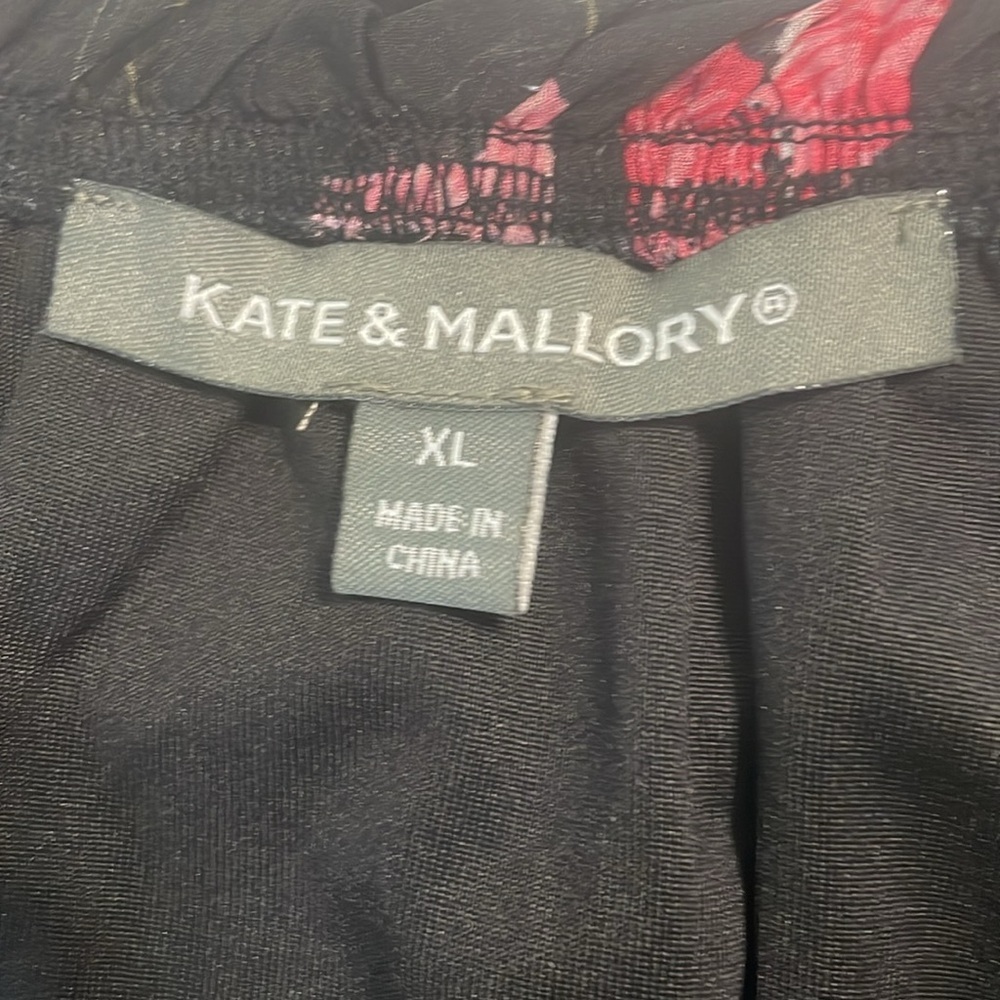 Kate & Mallory top XL ruffle neckline sheer floral over lined bodice adj sleeves - Picture 7 of 12